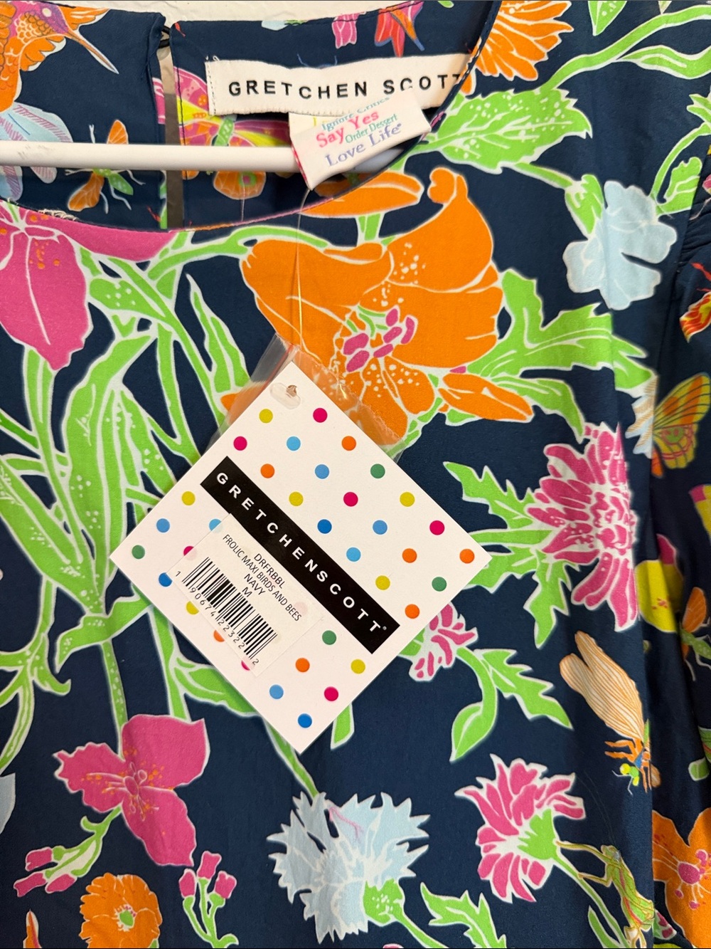 Gretchen Scott Designs Navy Floral Puff-Sleeve Tiered Midi Dress - Picture 2 of 3